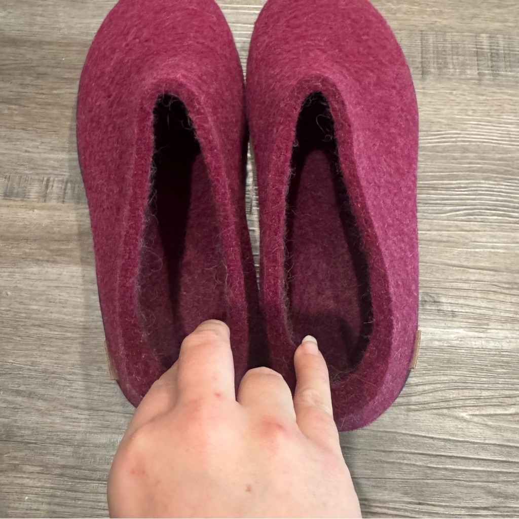 Glerups Cranberry Wool Black Rubber Slip On Slippers — image 4 of 8